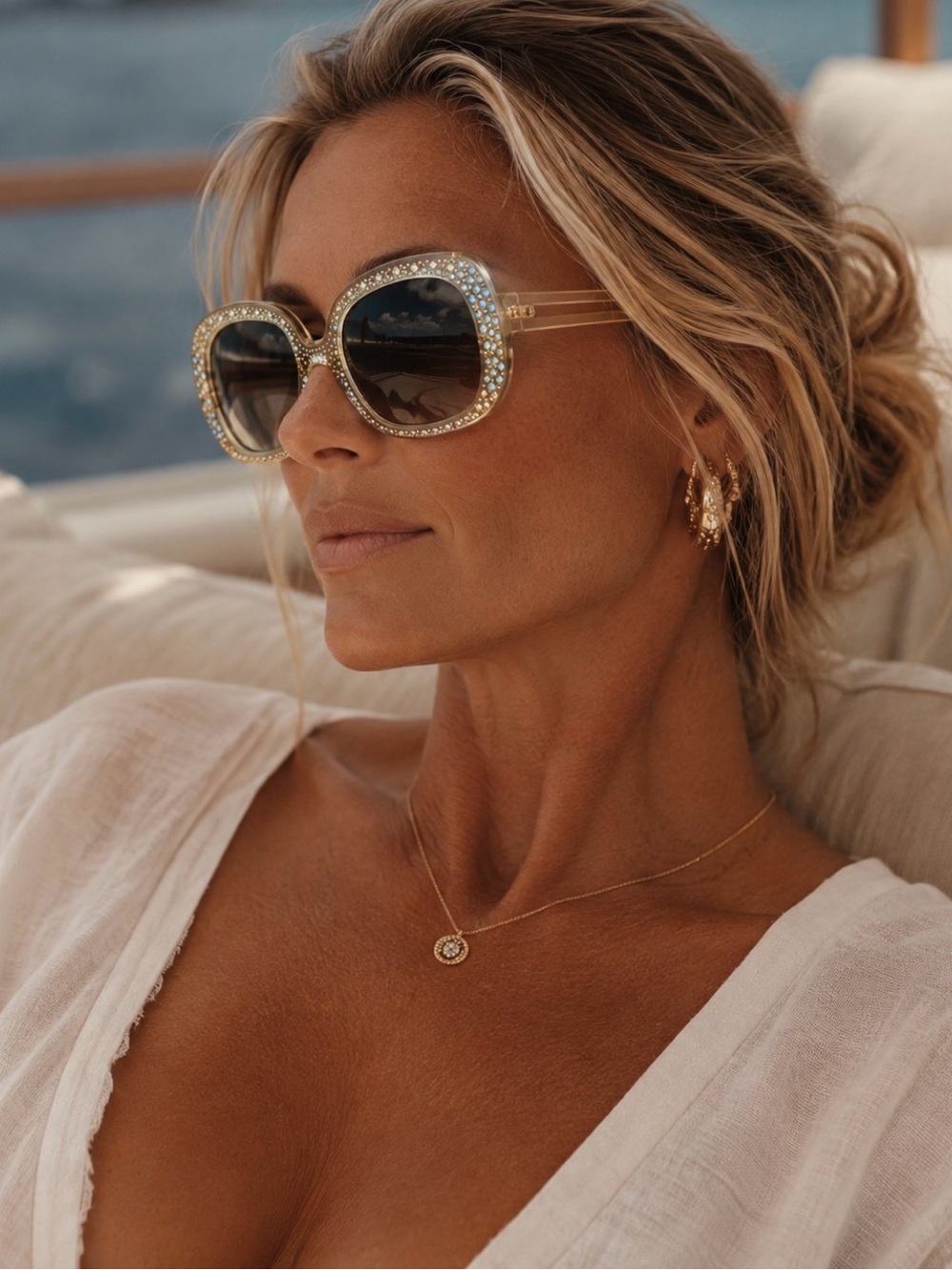 CHLOE RARE Crystal-Embellished Oversized Sunglasses - Gold